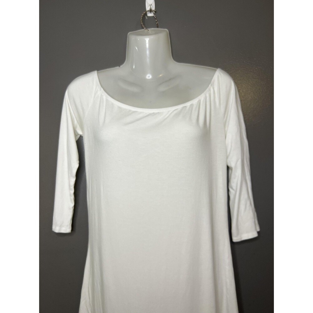 Highline Collective T Shirt Dress Womens Medium White 3/4 Sleeve Scoop Neck